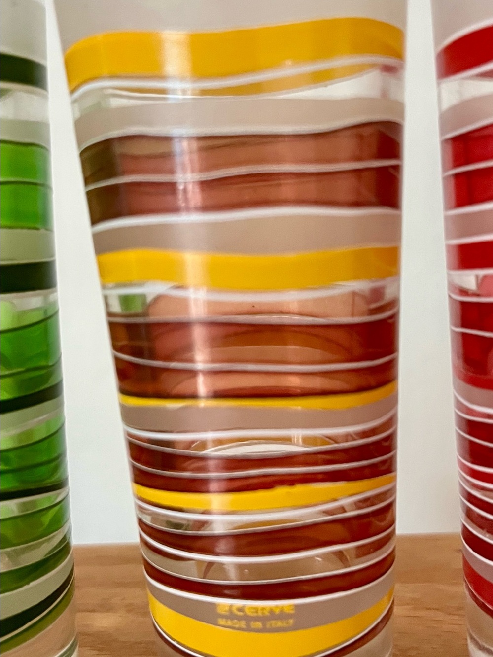 Vintage Cerve Italy Circleware Striped Shot Glasses - Set of 3 MCM Retro - Picture 3 of 7